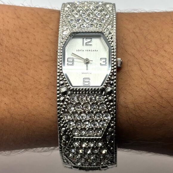 Silver Sofia Vergara Cuff Watch - Picture 1 of 4